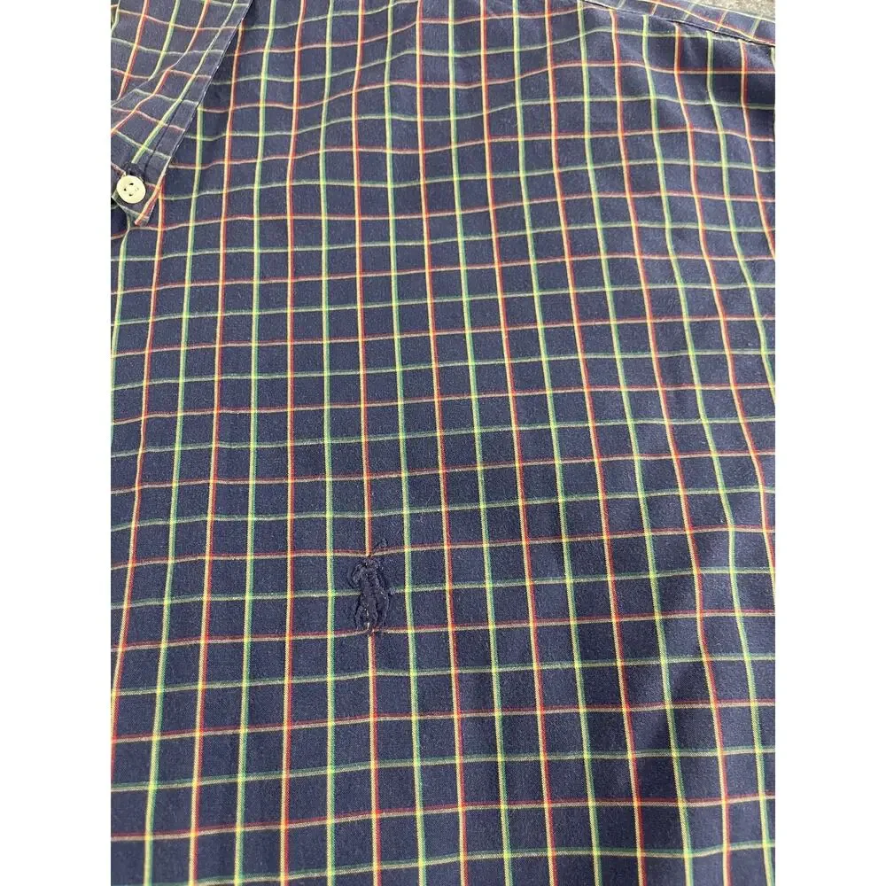 Polo Ralph Lauren Shirt Mens Extra Large Blue Check Plaid Button Up N192